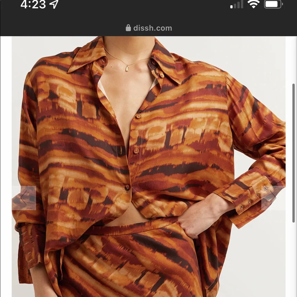 NWT DISSH SS22 - Alex Brown Watercolor Shirt and Midi skirt SOLDOUT! - Picture 2 of 16